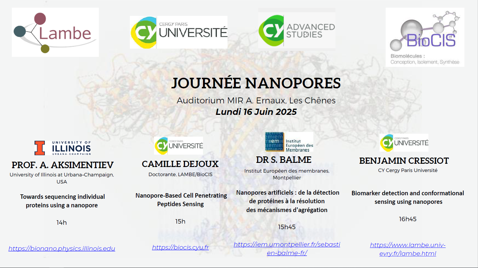 Journée de conférences sur les Nanopores
