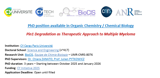 JOB ALERT : PhD student in Organic chemistry / Chemical biology